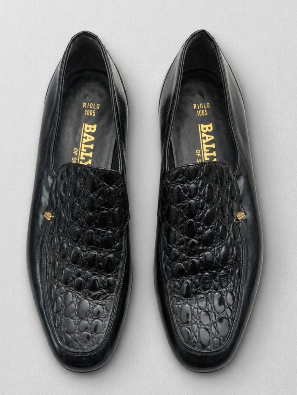 Bally Of Switzerland Color Blocked Croc-Embossed Leather Loafers